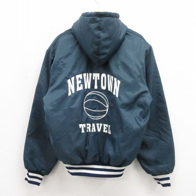 ハーフジップナイロンジャケット 90s NEWTOWN 内側キルティング ネイビー メンズXL相当 | 古着