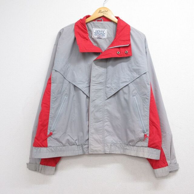 XL★古着 リーバイス Levis 長袖 ナイロン ジャケット メンズ 90年代 90s ツートンカラー グレー【spe】 26aug07
