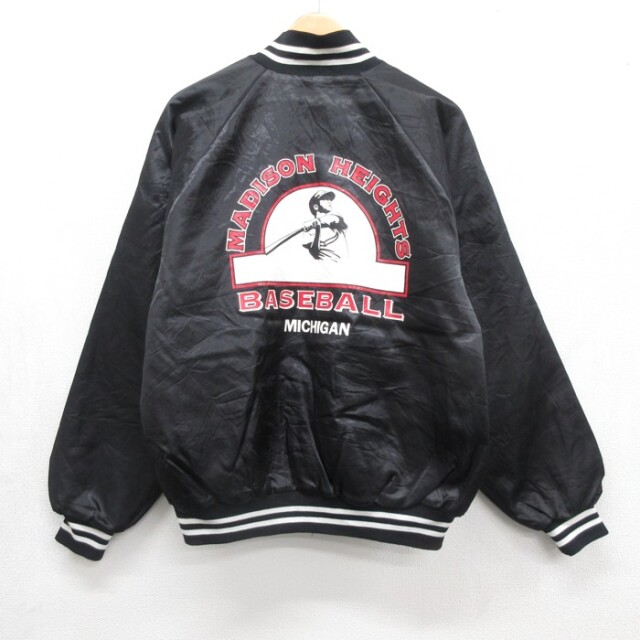 Auburn Sportswear 90s ナイロンジャケット スナップボタン ベースボール ブラック メンズL相当 | 古着