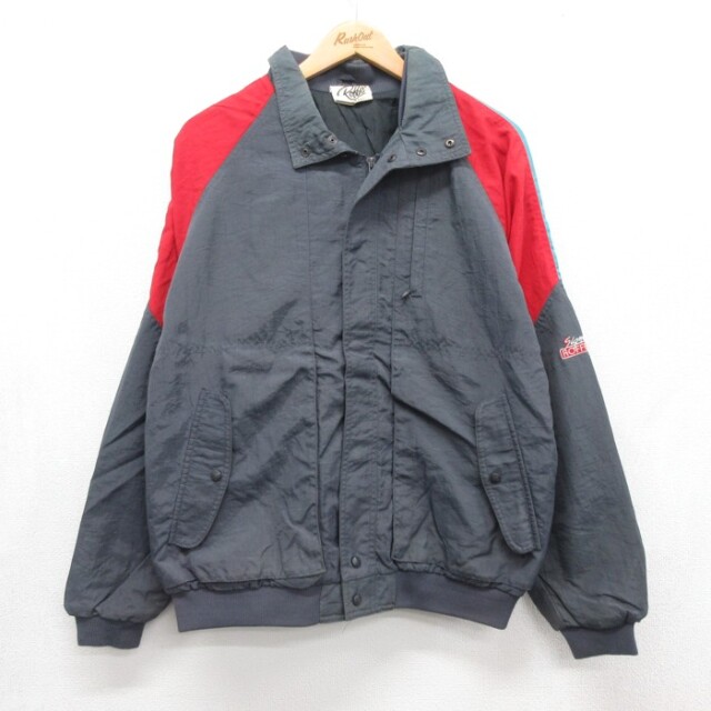 Roffe 90s ナイロンジャケット スナップボタン グレー メンズL相当 | 古着