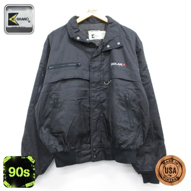 K-BRAND 90s ナイロンジャケット SOLAR ブラック メンズL相当 | 古着