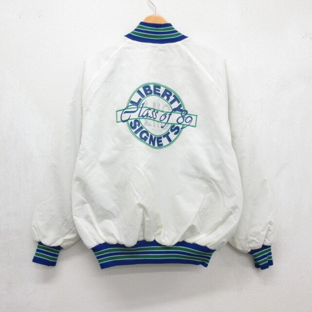 デロング 長袖 ナイロン ジャケット 80s LIBERTY ラグラン スタジャン USA製 ホワイト メンズXL相当 | 古着