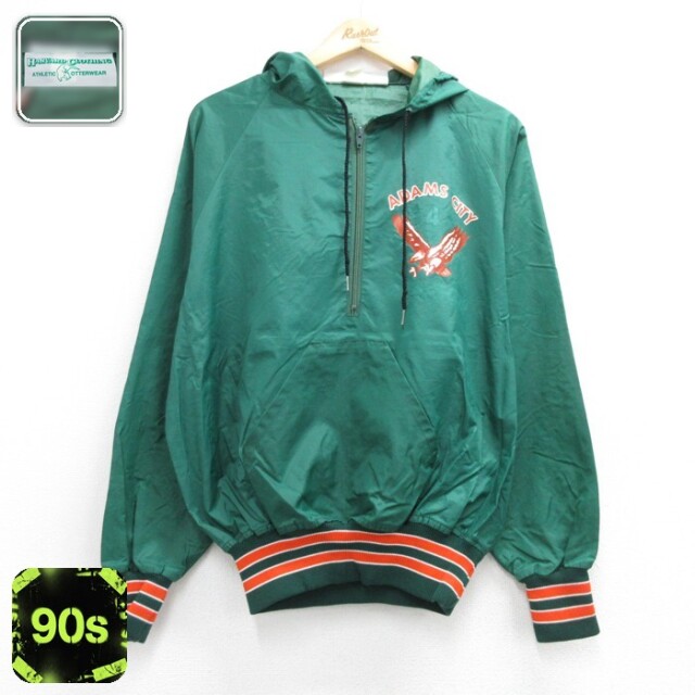 Harvard Clothing 長袖 ナイロン ジャケット ハーフジップ パーカー 90s ラグラン グリーン メンズL相当 | 古着