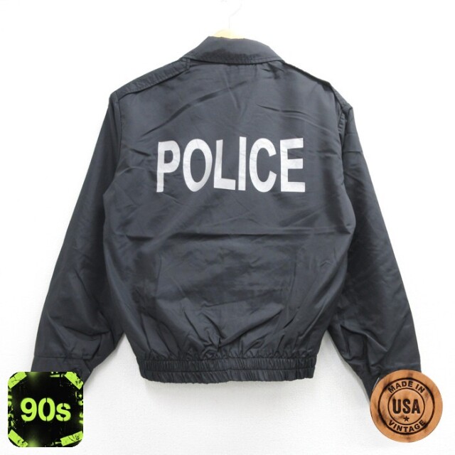 ナイロン 90s ジャケット POLICE リバーシブル リフレクター ブラック メンズS相当 | 古着