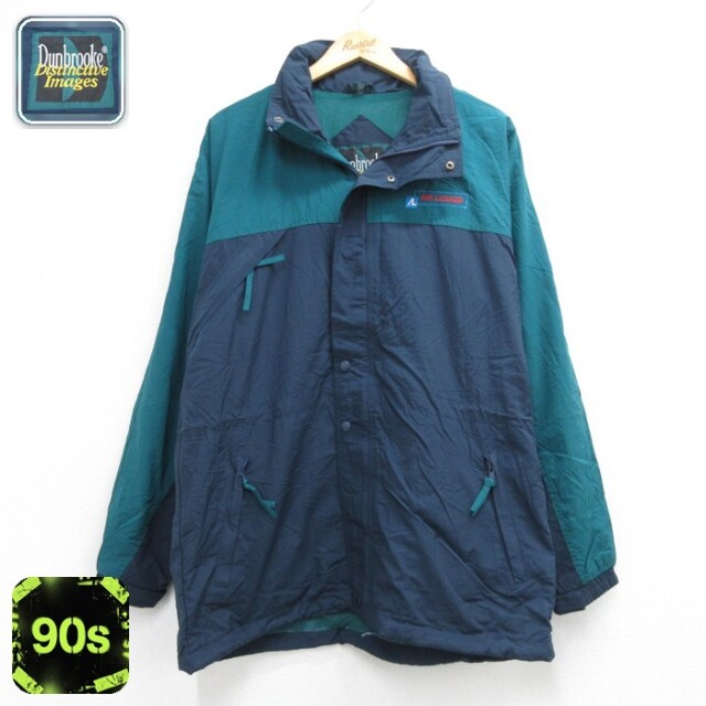 古着通販 L☆古着 長袖 ナイロン ジャケット メンズ 90年代 90s USA製 緑