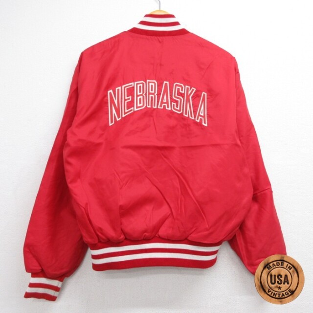 ナイロンジャケット NEBRASKA レッド M | 古着 26aug27