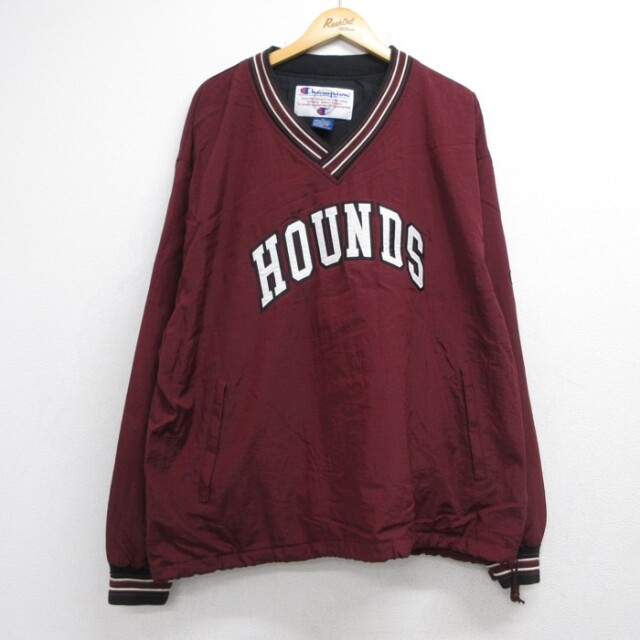 チャンピオン 00s ナイロンジャケット HOUNDS バーガンディ XL | 古着 26aug27