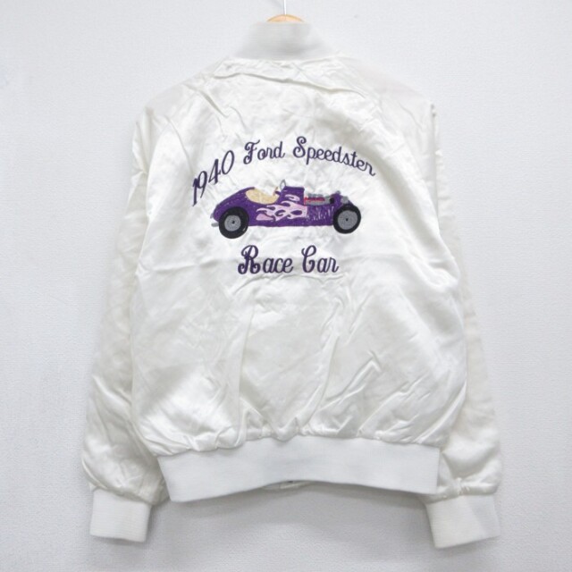 ヒルトン Hilton 長袖 ナイロン ジャケット 90s ISCA スタジャン USA製 ホワイト メンズL相当 | 古着