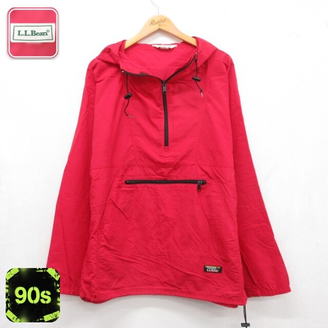 L.L.Bean 90s アノラックジャケット カンガルーポケット レッド メンズXL相当 | 古着