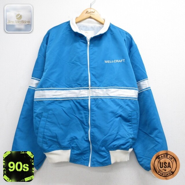 Jim Watkins 長袖 ナイロン ジャケット 90s Wellcraft ライトブルー USA製 メンズXL相当 | 古着