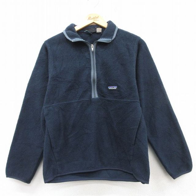S★古着 長袖 パタゴニア patagonia ハーフジップ フリース ジャケット メンズ 90年代 90s シンチラ 濃紺 ネイビー 25feb13 中古 アウター