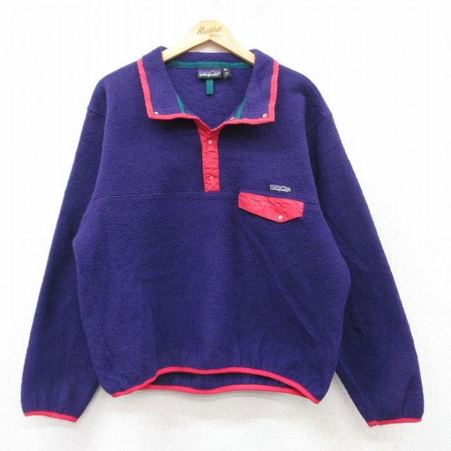 XL★古着 長袖 パタゴニア patagonia フリース ジャケット メンズ 80年代 80s スナップT USA製 紫他 パープル 【spe】 25feb13 中古 アウター