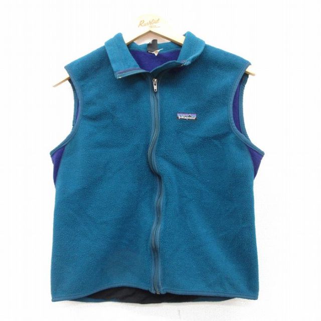 【50%OFF】S★古着 長袖 パタゴニア patagonia フリース ベスト ジャケット メンズ 90年代 90s PEF ツートンカラー USA製 青緑他 25feb13 中古 アウター