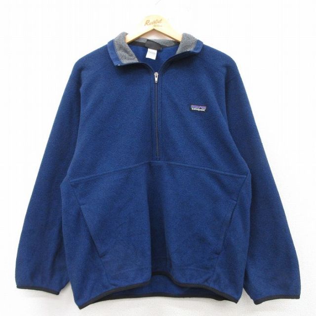 L★古着 長袖 パタゴニア patagonia ハーフジップ フリース ジャケット メンズ シンチラ 紺 ネイビー 25feb13 中古 アウター