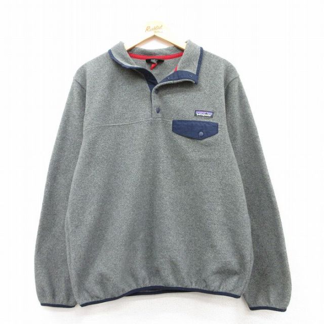 L★古着 長袖 パタゴニア patagonia フリース ジャケット メンズ スナップT シンチラ グレー 25feb13 中古 アウター