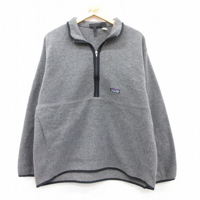 XL★古着 長袖 パタゴニア patagonia ハーフジップ フリース ジャケット メンズ 00年代 00s シンチラ グレー 霜降り 25feb13 中古 アウター