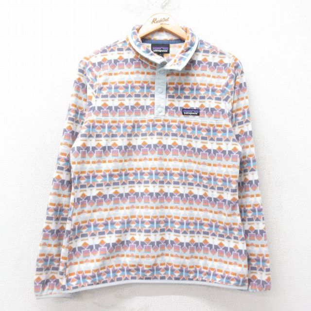 M★古着 パタゴニア patagonia 長袖 フリース ジャケット スナップT メンズ ネイティブ柄 ラグ柄 白他 ホワイト 25sep24 中古 アウター