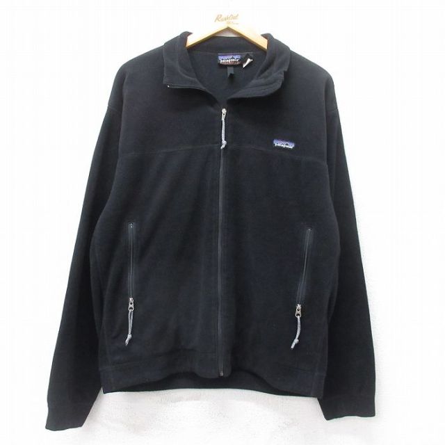 L★古着 パタゴニア patagonia 長袖 フリース ジャケット メンズ 90年代 90s ワンポイントロゴ USA製 黒 ブラック 25sep24 中古 アウター