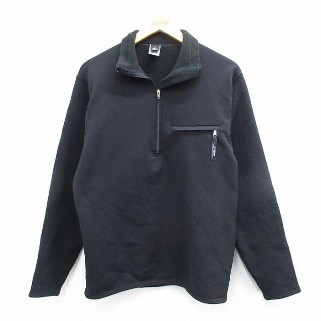 L★古着 パタゴニア patagonia 長袖 ハーフジップ ソフトシェル ジャケット メンズ 90年代 90s USA製 黒 ブラック 内側フリース 【spe】 25oct15 中古 アウター