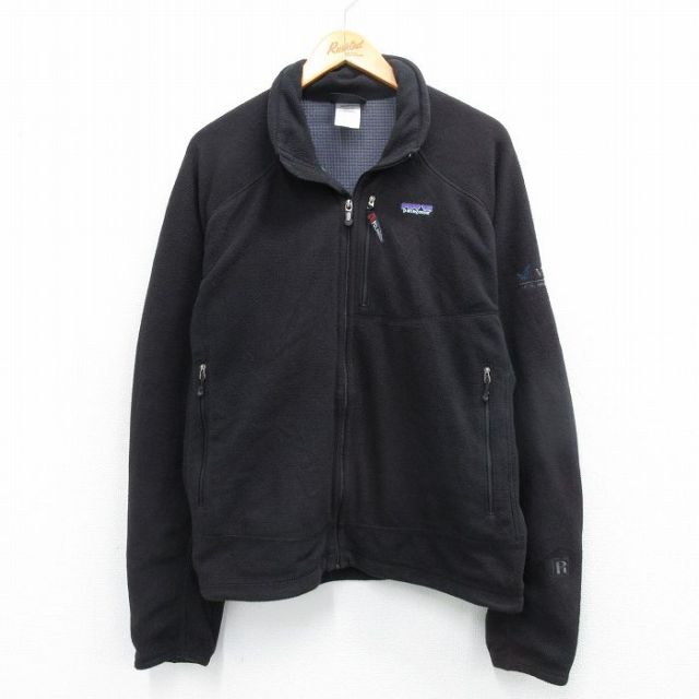 XL★古着 パタゴニア patagonia 長袖 フリース ジャケット メンズ 00年代 00s R2 ワンポイントロゴ ポーラテック VERSA 黒 ブラック 25oct15 中古 アウター