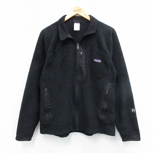 L★古着 パタゴニア patagonia 長袖 フリース ジャケット メンズ 00年代 00s ワンポイントロゴ R2 黒 ブラック 25oct15 中古 アウター