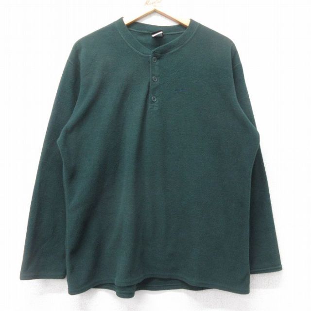 L★古着 パタゴニア patagonia 長袖 フリース トップス メンズ 90年代 90s ワンポイントロゴ キャプリーン ヘンリーネック USA製 緑 グリーン 25nov04 中古 アウター