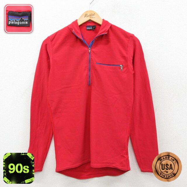 【50%OFF】パタゴニア 90s ハーフジップトップス レッド S | 古着
