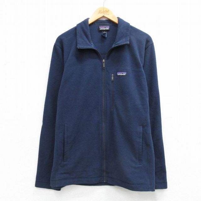 パタゴニア 長袖フリースジャケット ワンポイントロゴ ネイビー L | 古着