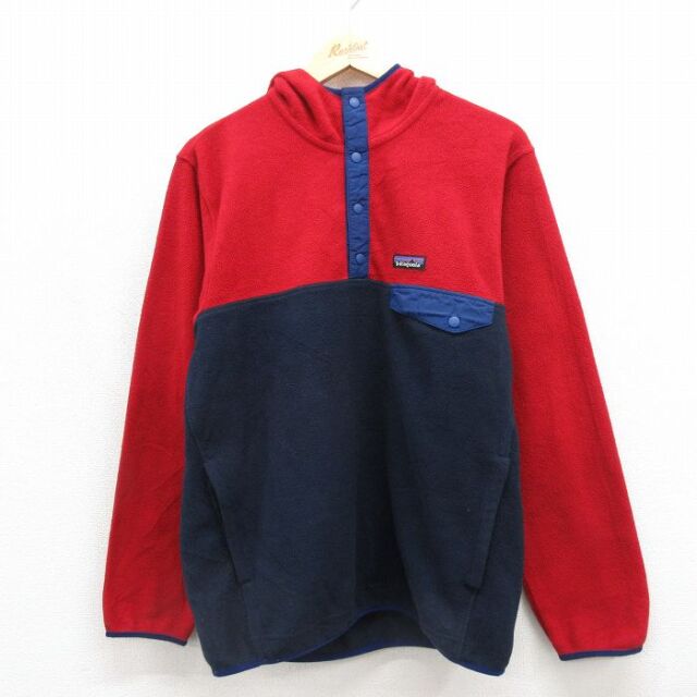 S★古着 パタゴニア patagonia 長袖 フリース ジャケット パーカー メンズ シンチラ ツートンカラー レッド【spe】 26jul15