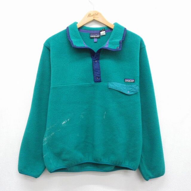M★古着 パタゴニア patagonia 長袖 フリース ジャケット メンズ 90年代 90s スナップT USA製 グリーン【spe】 26aug06