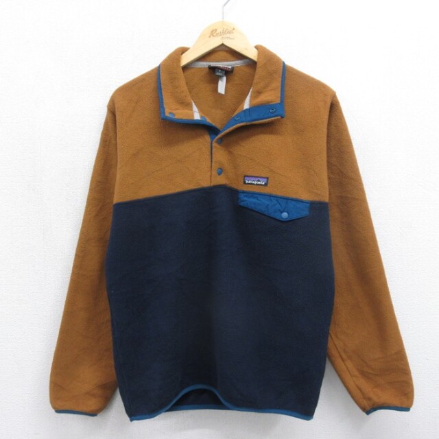 M★古着 パタゴニア patagonia 長袖 ジャケット メンズ ツートンカラー シンチラ スナップT ポリエステル ネイビー【spe】 26aug24