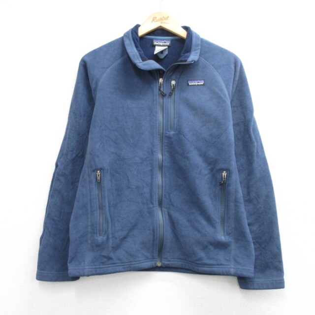 M★古着 パタゴニア patagonia 長袖 ジャケット フルジップ メンズ ウインドプルーフ フリース ネイビー【spe】 26aug31