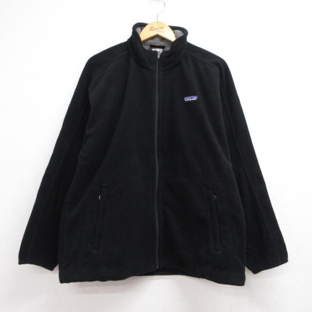 XL★古着 パタゴニア patagonia 長袖 ジャケット フルジップ メンズ 00年代 00s ウインドプルーフ シンチラ ポリエステル ブラック【spe】 26sep10