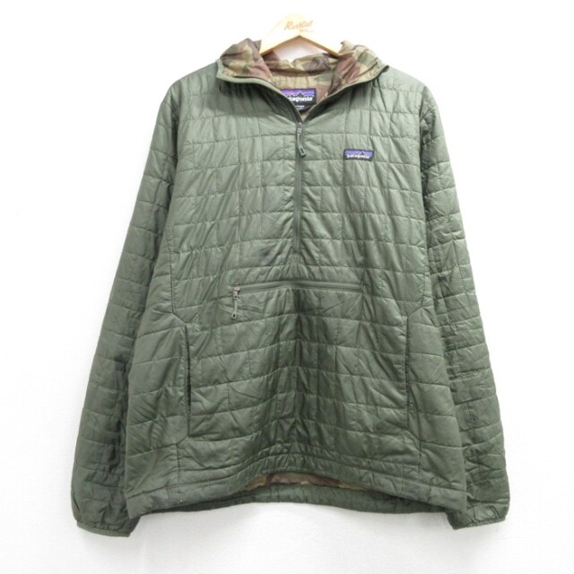 L★古着 パタゴニア patagonia 長袖 ジャケット ハーフジップ メンズ ナノ パフ ポリエステル カーキ 26oct06