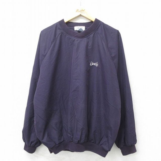 【50%OFF】XL★古着 IZOD 長袖 ジャケット メンズ 00年代 00s ワンポイントロゴ ラグラン 大きいサイズ クルーネック 紺 ネイビー 24sep07 中古 アウター ジャンパー ブルゾン