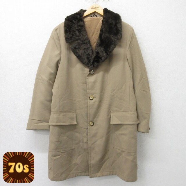 シアーズ 70s ロングコート 内側ファー ベージュ L | 古着