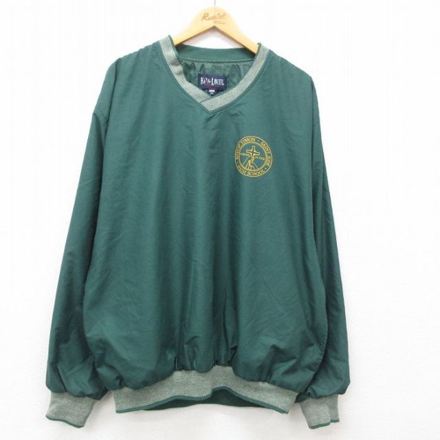 【50%OFF】XL★古着 キングルイ 長袖 ジャケット メンズ 00年代 00s BISHOP 大きいサイズ Vネック USA製 緑 グリーン 24nov26 中古 アウター ジャンパー ブルゾン