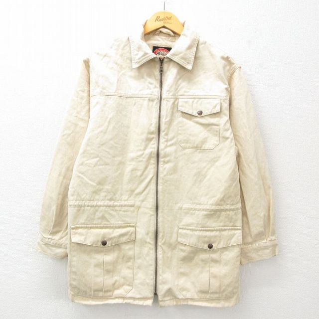 【50%OFF】L★古着 長袖 ジャケット メンズ 00年代 00s コットン カナダ製 生成り 25jan06 中古 アウター ジャンパー ブルゾン