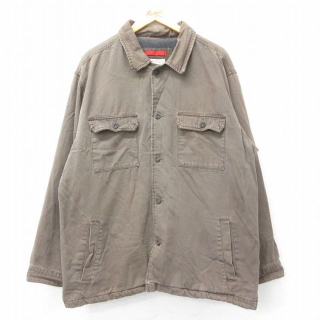 【50%OFF】XL★古着 オールドネイビー OLD NAVY 長袖 ジャケット メンズ 00年代 00s 大きいサイズ コットン こげ茶 ブラウン 内側フリース 25jan09 中古 アウター ジャンパー ブルゾン