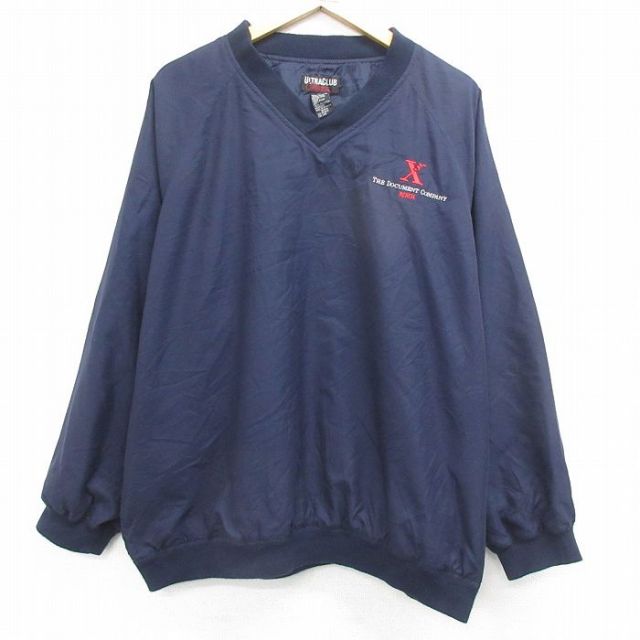 【50%OFF】XL★古着 長袖 ジャケット メンズ XEROX ゼロックス ラグラン 大きいサイズ Vネック 紺 ネイビー 25jan22 中古 アウター ジャンパー ブルゾン