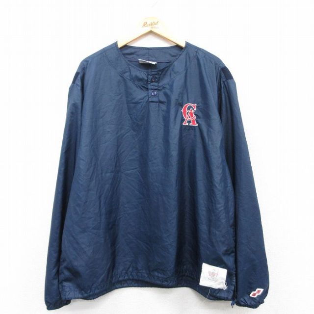 【50%OFF】XL★古着 スイングスター 長袖 ジャケット メンズ 90年代 90s MLB ロサンゼルスエンゼルス 大きいサイズ USA製 紺 ネイビー メジャーリーグ ベースボール 野球 25jan25 中古 アウター ジャンパー ブルゾン