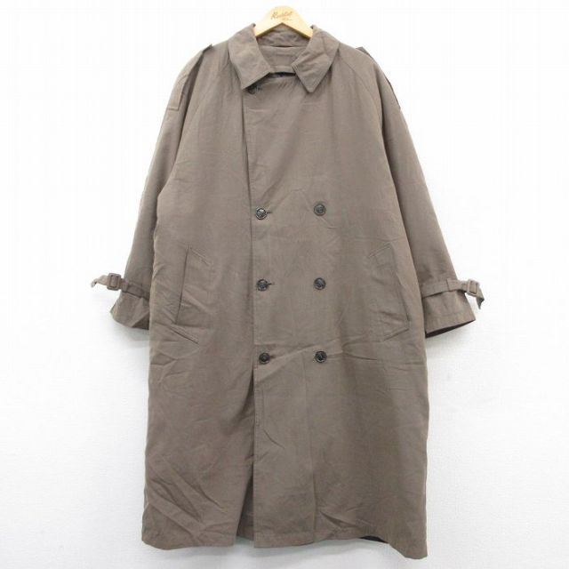 XL★古着 ピエールカルダン pierre cardin 長袖 トレンチ コート メンズ 大きいサイズ ロング丈 茶系 ブラウン 25feb04 中古 アウター