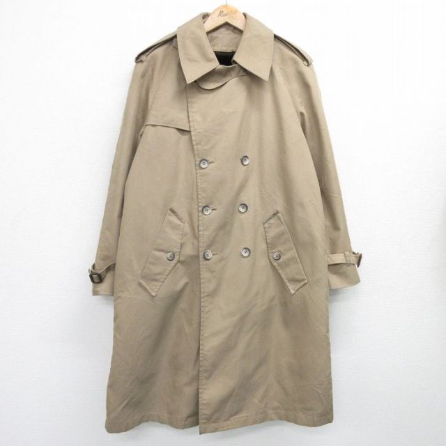【50%OFF】L★古着 長袖 コート メンズ 90年代 90s ロング丈 ラグラン USA製 ベージュ カーキ 内側ファー 25feb03 中古 アウター