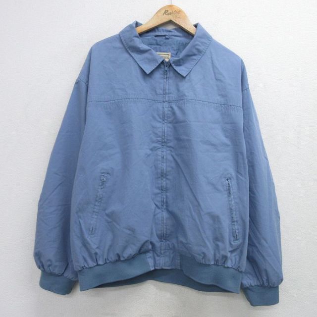 XL★古着 長袖 ダービー ジャケット メンズ 00年代 00s 大きいサイズ コットン 薄紺 ネイビー 25feb03 中古 アウター ジャンパー ブルゾン