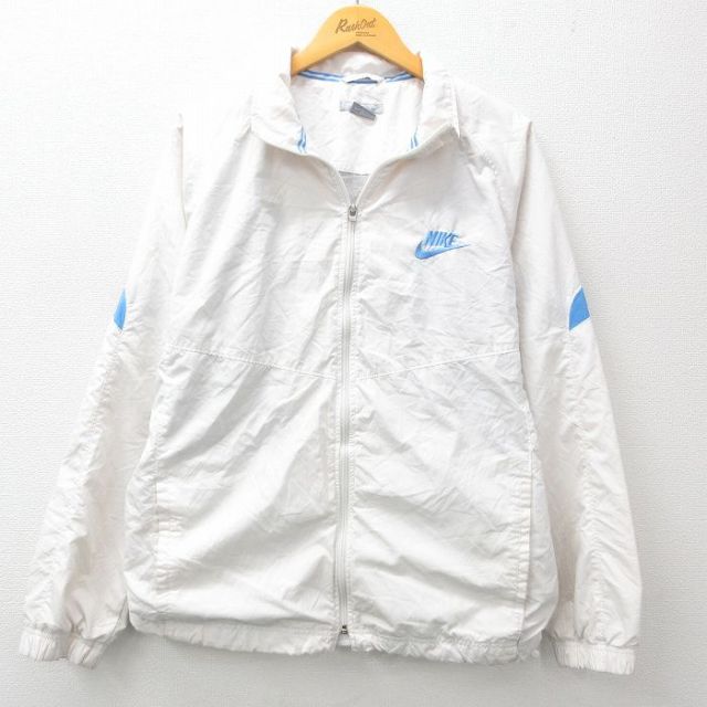 XL★古着 ナイキ NIKE 長袖 ジャケット メンズ ワンポイントロゴ ラグラン 白他 ホワイト 25feb03 中古 アウター ジャンパー ブルゾン