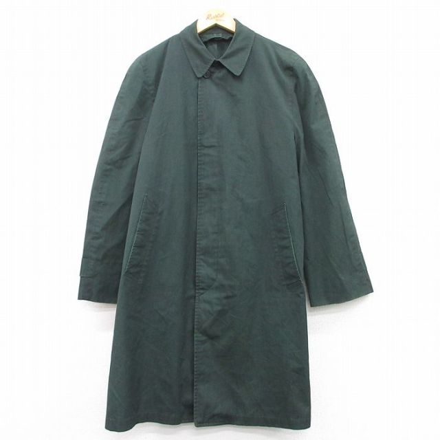 L★古着 ロンドンフォグ 長袖 ステンカラー コート メンズ 90年代 90s ロング丈 緑 グリーン 25feb08 中古 アウター