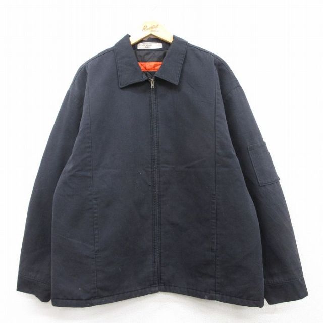 XL★古着 レッドキャップ 長袖 ワーク ジャケット メンズ 00年代 00s 大きいサイズ 黒 ブラック 内側キルティング 25feb08 中古 アウター ジャンパー ブルゾン