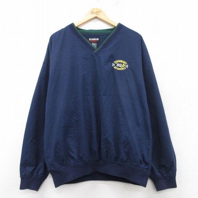 【50%OFF】XL★古着 長袖 ジャケット メンズ 00年代 00s モータースポーツ 大きいサイズ Vネック 紺他 ネイビー 内側メッシュ 25feb08 中古 アウター ジャンパー ブルゾン
