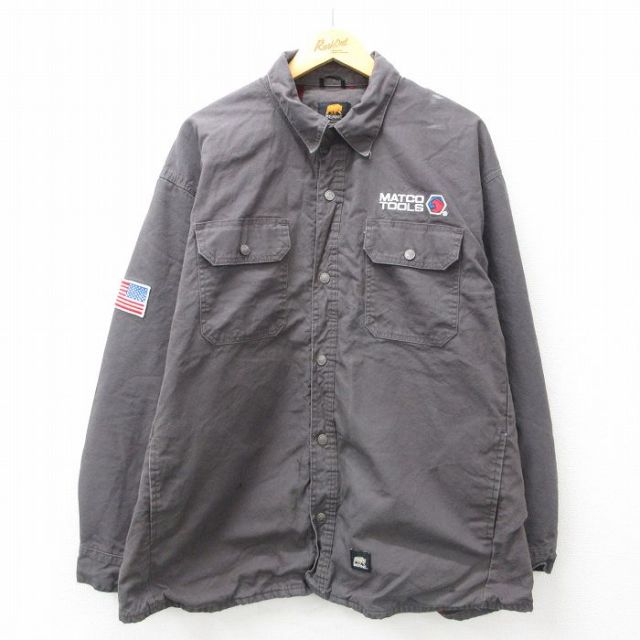 XL★古着 長袖 ジャケット メンズ MATCO TOOLS 大きいサイズ コットン グレー 内側フランネル 25feb08 中古 アウター ジャンパー ブルゾン