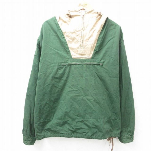 XL★古着 ジェイクルー J.CREW 長袖 ハーフジップ ジャケット アノラック パーカー メンズ ツートンカラー 大きいサイズ 緑他 グリーン 【spe】 25feb08 中古 アウター ジャンパー ブルゾン